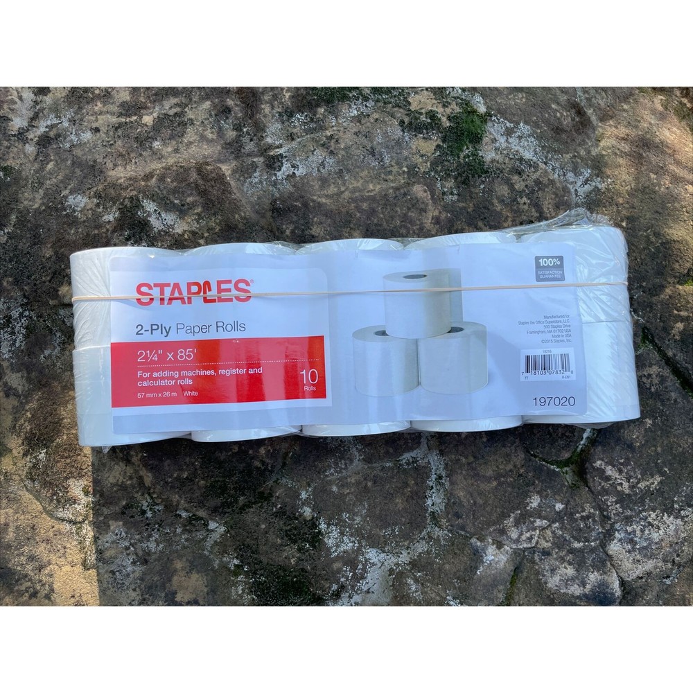 Staples Bond Paper Rolls, 2 1/4" x 85', 10/Pack (197020, 18216-CC)
